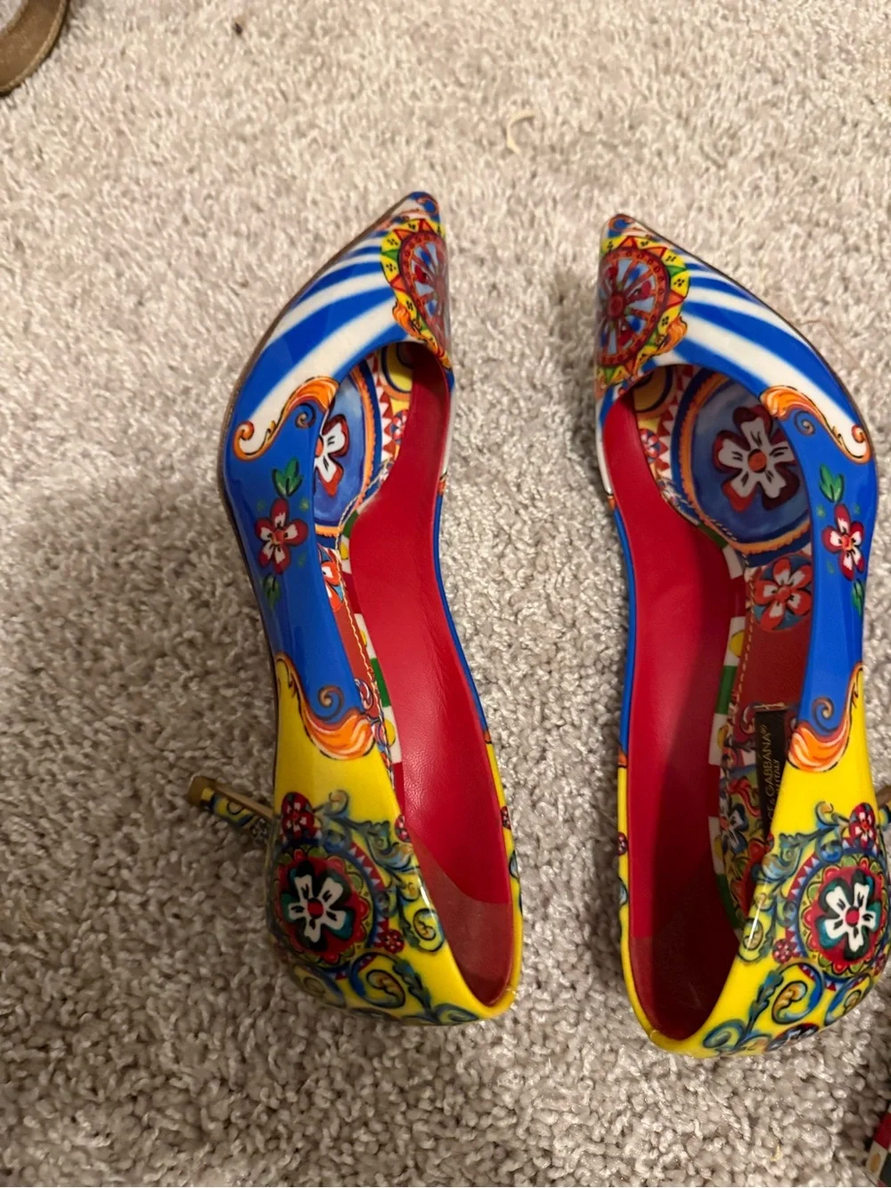 Dolce & Gabbana Carretto Siciliano print patent leather pumps